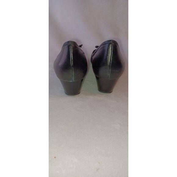 Cole Haan Black Leather Patent Toe Shoes Cushioned Sole Size 8 B Wedge - Picture 8 of 9